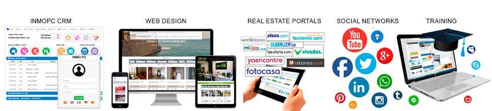 INMOPC software para inmobiliarias líder en el mercado, publicas automaticamente en tu pagina web, portales y redes sociales. Web inmobiliarias profesionales, emails automaticos, sms. Programa de gestión inmobiliario.